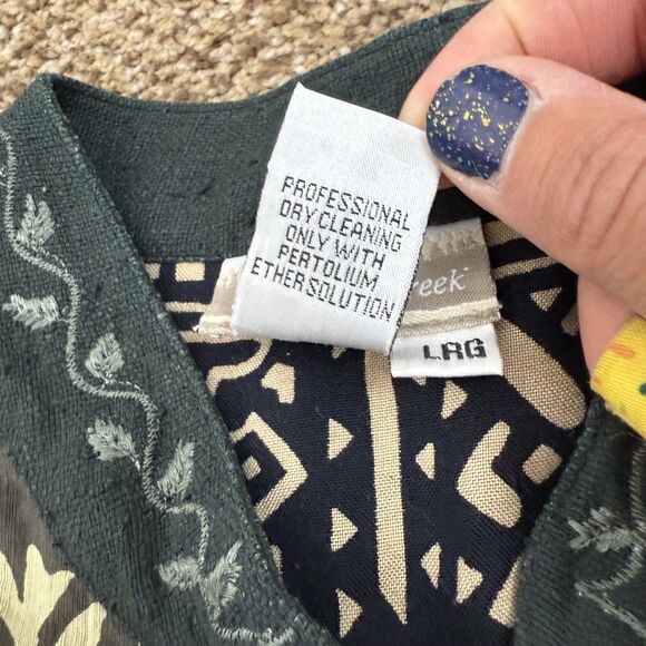 Coldwater Creek Sze Large Jacket Silk Beaded Patchwork Button Down Boho Artsy - Picture 3 of 9